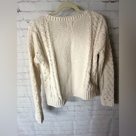 Aeropostale Cream Cable Knit Sweater XS | Cozy Hygge Winter Knit Pullover - Picture 3 of 5